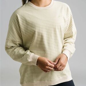 Zyia Kiwi & Cream Striped Crewneck Sweatshirt